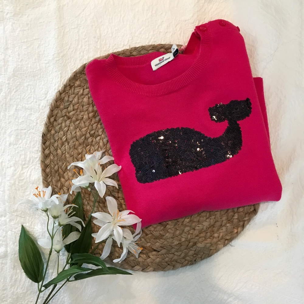 NWT Vineyard Vines Kid’s Pink Sweater with Sequins